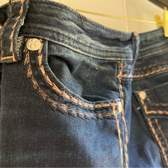 Miss me blue jeans super stretch gold thread and crystal heavy metal buttons - Picture 4 of 8